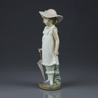 Винтажная фарфоровая статуэтка Девочка с зонтиком в шляпке Lladro NAO 1126 April Showers