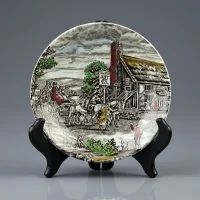 Винтажное чайное трио Конный экипаж Трактир Английская деревня Wood & Sons The Post House