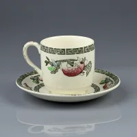 Винтажная английская кофейная пара Johnson Bros Hanley Indian Tree