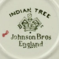 Винтажная английская кофейная пара с растительным декором Johnson Bros Hanley Indian Tree