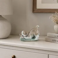 Винтажная фарфоровая статуэтка Щенок с цветком Lladro 6832 Sweet Smell