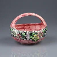 Винтажная английская вазочка-корзинка с цветочным декором Клематис Maling 6501 Clematis rose