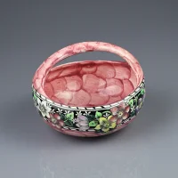 Винтажная английская вазочка-корзинка с цветочным декором Клематис Maling 6501 Clematis rose