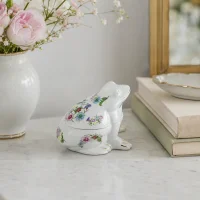 Винтажная английская фарфоровая шкатулка в виде лягушки с цветочным декором Aynsley Wild Tudor