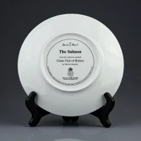 Винтажная декоративная фарфоровая тарелка Лосось Рыбалка Англия Royal Worcester Danbury Mint Salmon Game Fish of Britain
