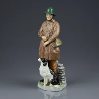 Винтажная английская фарфоровая статуэтка Пастух с собакой Coalport Shepherd Character Collection