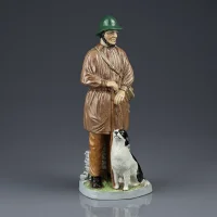 Винтажная английская фарфоровая статуэтка Пастух с собакой Coalport Shepherd Character Collection