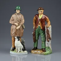Винтажная английская фарфоровая статуэтка Пастух с собакой Coalport Shepherd Character Collection