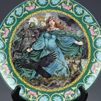 Винтажная декоративная тарелка Моргана ле Фэй и Мордред Англия Wedgwood Morgan Le Fay and Mordred Legend of King Arthur