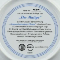 Тарелка винтажная фарфоровая декоративная Клоун с зонтиком Германия Annaburg Der Mutige Impressionen eines Clowns