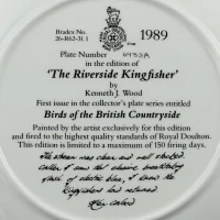 Винтажная фарфоровая тарелка Зимородки у реки Англия Royal Doulton Riverside Kingfisher Birds of the British Countryside