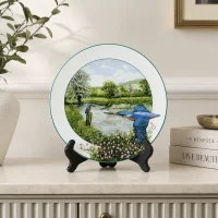 Винтажная фарфоровая тарелка Зимородки у реки Англия Royal Doulton Riverside Kingfisher Birds of the British Countryside