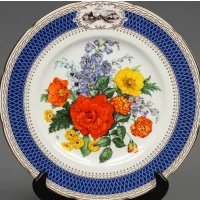 Тарелка винтажная фарфоровая декоративная Цветы Букет Англия Wedgwood Chelsea Flower Show Plate Chelsea Pride 1983