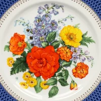 Тарелка винтажная фарфоровая декоративная Цветы Букет Англия Wedgwood Chelsea Flower Show Plate Chelsea Pride 1983