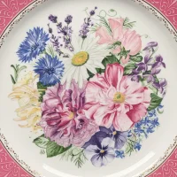 Тарелка винтажная фарфоровая декоративная Цветы Розы Букет Англия Wedgwood Chelsea Flower Show Plate Chelsea Fragrance 1987