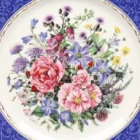 Тарелка винтажная фарфоровая декоративная Цветы Розы Букет Англия Royal Doulton Chelsea Flower Show Plate Britannia Bouquet 1999