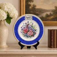 Тарелка винтажная фарфоровая декоративная Цветы Розы Букет Англия Royal Doulton Chelsea Flower Show Plate Britannia Bouquet 1999