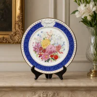 Тарелка винтажная фарфоровая декоративная Цветы Букет Англия Queen's China Chelsea Flower Show Plate Chelsea Coronation Bouquet 1993