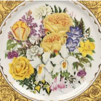 Тарелка винтажная фарфоровая декоративная Цветы Розы Букет Англия Royal Doulton Chelsea Flower Show Plate Royal Anniversary Bouquet 1997