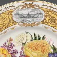 Тарелка винтажная фарфоровая декоративная Цветы Розы Букет Англия Royal Doulton Chelsea Flower Show Plate Royal Anniversary Bouquet 1997