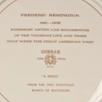 Винтажная фарфоровая декоративная тарелка Индеец на лошади США Gorham A Breed Frederic Remington