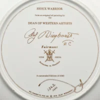 Винтажная фарфоровая декоративная тарелка Индеец на лошади США Fairmont Fine China Sioux Warrior Olaf Wieghorst