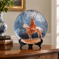 Винтажная фарфоровая декоративная тарелка Индеец на лошади США Fairmont Fine China Sioux Warrior Olaf Wieghorst