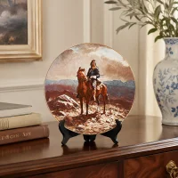 Винтажная фарфоровая декоративная тарелка Индеец на лошади США Fairmont Fine China Indian Scout Olaf Wieghorst