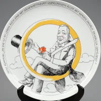 Тарелка винтажная фарфоровая декоративная Бракосочетание Сатира Rosenthal Teller-Satire Ernst Lang Heinz Rühmann