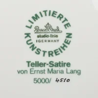 Тарелка винтажная фарфоровая декоративная Бракосочетание Сатира Rosenthal Teller-Satire Ernst Lang Heinz Rühmann
