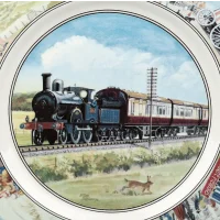 Тарелка винтажная фарфоровая Паровоз Поезд Англия Coalport Seaside Specials Hardwicke