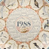 Тарелка винтажная декоративная Морские птицы Календарь Англия Wedgwood Sea Birds Calendar Plate British Birds 1988