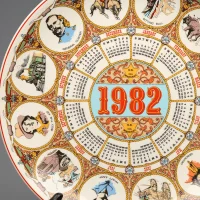 Тарелка винтажная декоративная Дикий Запад Календарь Англия Wedgwood Wild West Calendar Plate Twelfth Series 1982