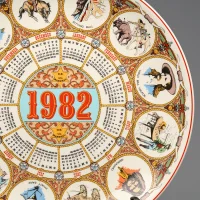 Тарелка винтажная декоративная Дикий Запад Календарь Англия Wedgwood Wild West Calendar Plate Twelfth Series 1982