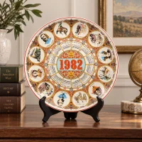 Тарелка винтажная декоративная Дикий Запад Календарь Англия Wedgwood Wild West Calendar Plate Twelfth Series 1982