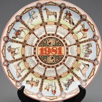 Тарелка винтажная декоративная Лошади Календарь Англия Wedgwood Horses Calendar Plate Eleventh Series 1981