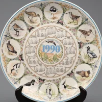 Тарелка винтажная декоративная Птицы Британии Календарь Англия Wedgwood Waders Calendar Plate 1990