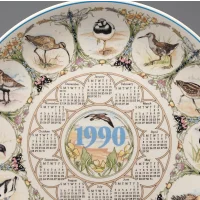 Тарелка винтажная декоративная Птицы Британии Календарь Англия Wedgwood Waders Calendar Plate 1990