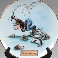 Тарелка винтажная фарфоровая декоративная Рыбалка Юмор Danbury Mint Art of Casting Art of Fishing