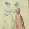Антикварная английская иллюстрация Fashionable Morning and Evening Dresses for March 1824 Модные утренние и вечерние платья марта 1824 года