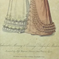 Антикварная английская иллюстрация Fashionable Morning and Evening Dresses for March 1824 Модные утренние и вечерние платья марта 1824 года