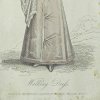 Антикварная английская иллюстрация в рамке под стеклом Walking Dress Прогулочное платье 1824 год