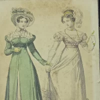 Антикварная английская иллюстрация Fashionable Morning and Evening Dresses for April 1824 Модные утренние и вечерние платья апреля 1824 года