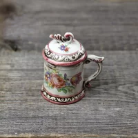 Винтажная керамическая миниатюрная кружка с крышкой