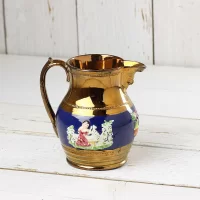 Антикварный английский кувшин Staffordshire Стаффордшир Copper Luster Pitcher
