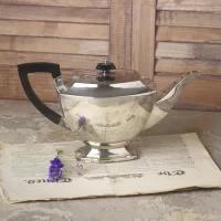 Антикварный английский чайный кофейный сет в стиле ар-деко с серебряным покрытием Чайник, кофейник, сахарница, кувшин для молока