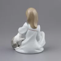 Винтажная фарфоровая статуэтка Испания Lladro 5640 Cat Nap Девочка Кошка Собака