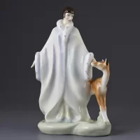Винтажная фарфоровая статуэтка Англия Royal Doulton 3930 Constance Констанция Дама с оленёнком Ар-деко