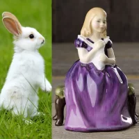 Винтажная фарфоровая статуэтка Девочка с кроликом Англия Royal Doulton 2236 Affection
