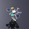 Крупное кольцо ручной работы из серебра с разноцветной эмалью
